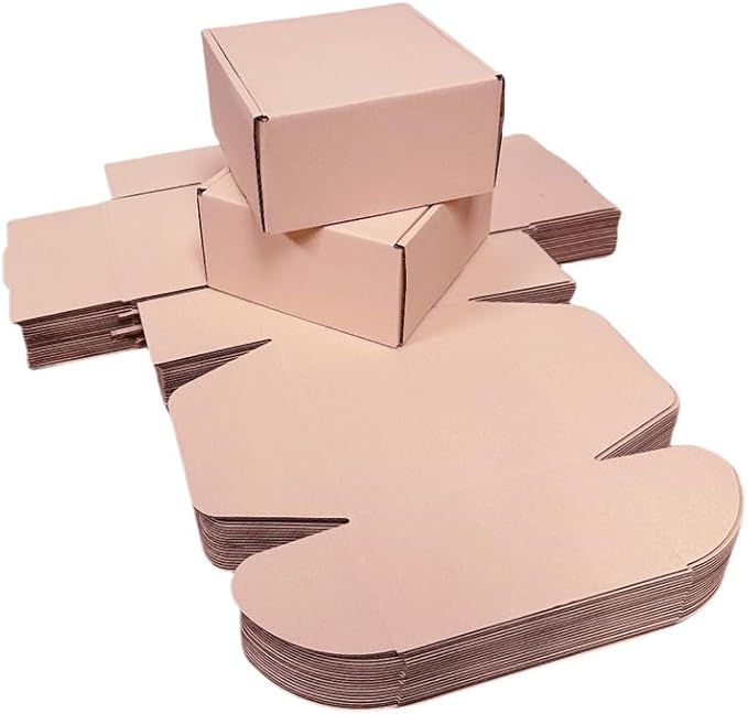 10 Pcs 9.8 x 9.8 x 4 inches Large Size Corrugated Cardboard Gift Boxes Recyclable Shipping Boxes for Mailing & Holidays, Wedding, Birthday, Gifts Packaging (Powder Pink, 9.8 x 9.8 x 4")