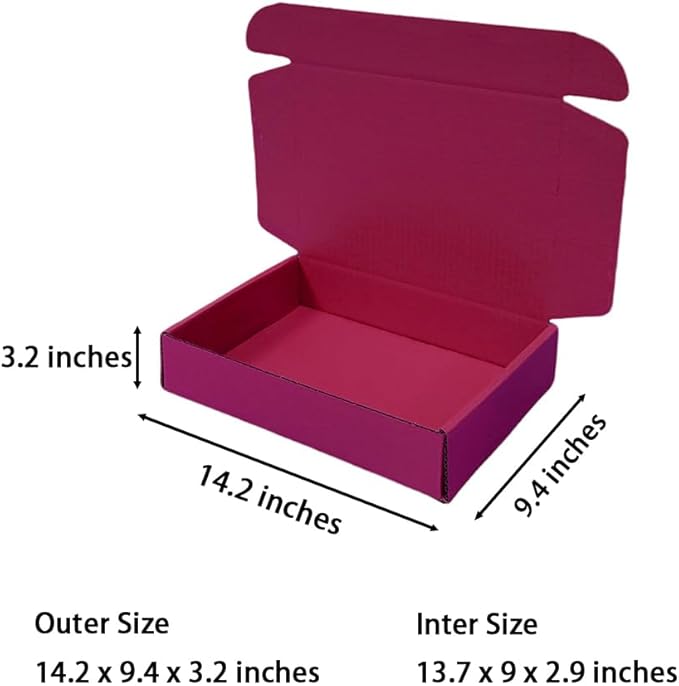 20 Pcs 14.2 x 9.4 x 3.2 inches Shipping Boxes for Small Business Cardboard Corrugated Mailer Boxes for Shipping Packaging Holidays Craft Gifts Giving Products (Cranberry, 14.2 x 9.4 x 3.2")