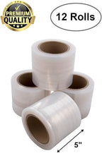 ABC Packing Plastic Wrap for Moving Furniture 5 x 1000 x 80, Pack of 12 Clear Durable Moving Stretch Wrap Roll, Self-Adhering Plastic Packing Wrap Roll for Packing, Moving