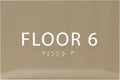 6" X4" Floor 6 Sign - ADA Compliant Tactile Graphics Grade 2 Braille Text | Wall Mount Plastic Directional Assistance, Floor Number Sign for Office, Schools, Hospitals, Apartments