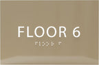 6" X4" Floor 6 Sign - ADA Compliant Tactile Graphics Grade 2 Braille Text | Wall Mount Plastic Directional Assistance, Floor Number Sign for Office, Schools, Hospitals, Apartments