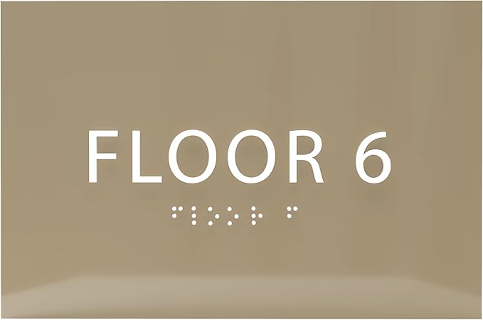 6" X4" Floor 6 Sign - ADA Compliant Tactile Graphics Grade 2 Braille Text | Wall Mount Plastic Directional Assistance, Floor Number Sign for Office, Schools, Hospitals, Apartments