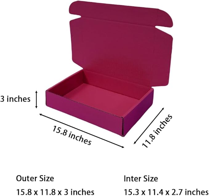 20 Pcs 15.8 x 11.8 x 3 inches Larger size Shipping Boxes for Small Business Cardboard Corrugated Mailer Boxes for Shipping Packaging Holidays Craft Gifts Giving Products (Cranberry, 15.8 x 11.8 x 3")
