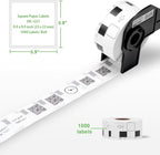 Label KINGDOM Replace for Brother DK-1221 (0.9 x 0.9 Inch/ 23 x 23 mm) Square White Paper Labels, Use with All QL Label Printers, 1000 Labels per Roll [5 Rolls + 1 Frame]