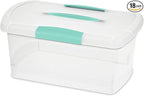 Sterilite Medium Nesting ShowOffs, Stackable Small Storage Bin with Latching Lid and Handle, Plastic Container to Organize Home, Clear, 18-Pack
