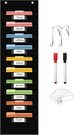 10 Pocket Hanging Wall File Organizer with 10 Nametag Pockets, File Pocket Chart for Classroom and Office. Perfectly Stores Assignments, Files, Scrapbooks, and Documents.