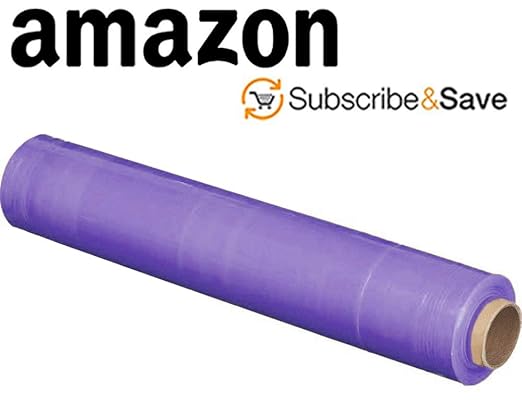 APQ 4 Rolls of Blown Hand Stretch Film 18" x 1500'. Purple Hand Stretch Wrap, 80 Gauge. Tear Resistant Residue Free Film for Moving, Shipping, Wrapping. Industrial Grade Pallet Shrink Wrap Film.