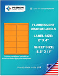 Premium Label Supply Bright Neon Color Fluorescent Stickers - 2" x 4" Labels - (Orange Fluorescent, 5000 Labels)