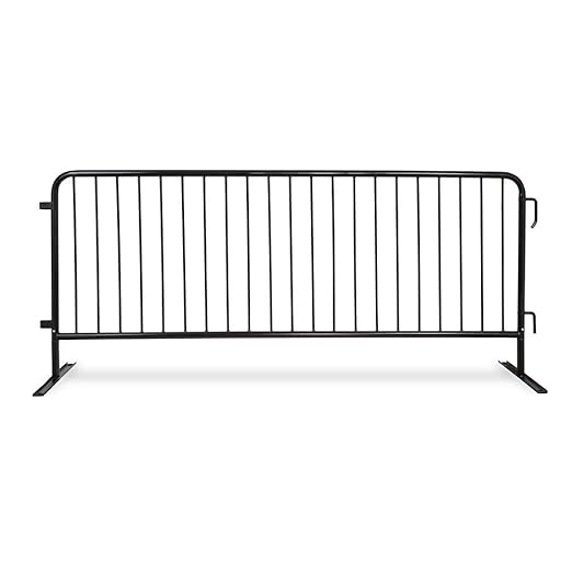Crowd Control Warehouse Angry Bull Barricades Heavy Duty Crowd Control Metal Interlocking Barricade with Flat No-Trip Feet - 8.5 Ft. (Black) (10 Pack)