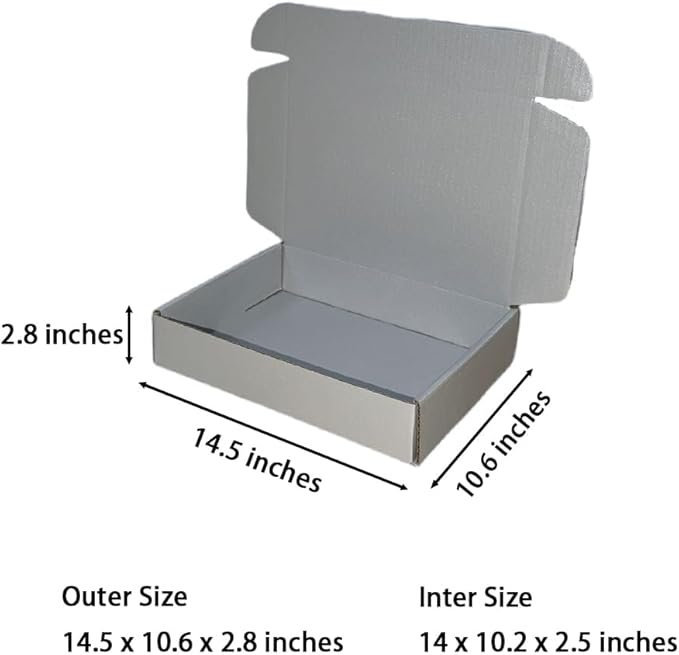 20 Pcs 14.5 x 10.6 x 2.8 inches Corrugated Cardboard Gift Boxes Recyclable Shipping Boxes for Packing Jewelry Ornament Gift Craft Packaging Supplier (Silver, 14.5 x 10.6 x 2.8")
