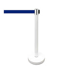VIP Crowd Control Retractable Belt Stanchion Queue Safety Barrier Set, 36" Ht, 78" Belt (2 WHT Posts Blue Belt)