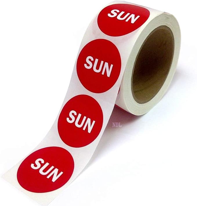 2" Round Hot Pink Day of The Week Color Coding Stickers, 500 per Roll (Sun)