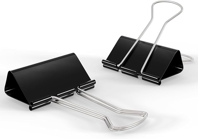 Medium Binder Clips, 48-Pack 1.25 Inch Paper Clips, Heavy Duty Black Clips Hold 150 Sheets, Rust-Proof with Smooth Edges for Cable, Office, Workplace, School, Home, Kitchen Food Organization