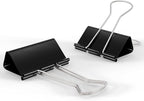 Medium Binder Clips, 48-Pack 1.25 Inch Paper Clips, Heavy Duty Black Clips Hold 150 Sheets, Rust-Proof with Smooth Edges for Cable, Office, Workplace, School, Home, Kitchen Food Organization
