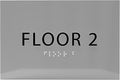 6" X4" Floor 2 Sign - ADA Compliant Tactile Graphics Grade 2 Braille Text | Wall Mount Plastic Directional Assistance, Floor Number Sign for Office, Schools, Hospitals, Apartments