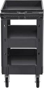 VEVOR Utility Cart, 3-Tier Plastic Service Cart with 550LBS Capacity, 360° Swivel Casters (Including 2 Locking Wheels), Medium Lipped Shelves, Ergonomic Handle, for Garage, Warehouse, Cleaning Tasks
