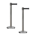 CCW Series RBB-100 - Set of 2 Stanchion Retractable Belt Barriers (7.5 Foot Belt, Black Belt with Satin Stainless Steel Post)