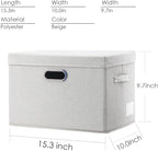 PRANDOM Collapsible Storage Bin with Lid [5-Pack] Fabric Foldable Storage Box Organizer Container Basket Cube with Cover for Home Bedroom Closet Office Beige(15.3x10x9.7)