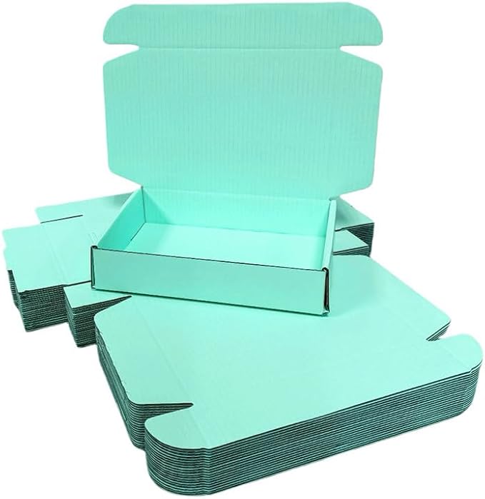 10 Pcs 11.8 x 7.9 x 3.2 inches Corrugated Cardboard Gift Boxes Recyclable Shipping Boxes for Mailing & Holidays, Wedding, Birthday, Gifts Packaging (Mint green, 11.8 x 7.9 x 3.2")