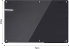 TOWON 6 x 4ft Glass Whiteboard Wall, Black Magnetic White Board Dry Erase 72 x 48 in, Big Glass Dry Erase Board with Multi-Color Markers, Strong Magnets, Pen Tray and Eraser, Frameless