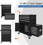 13-Drawer Rolling Tool Chest with Double Door, Extra Large Storage Cabinets with Tool Box, 2-in-1 Detachable Design, 600 lbs Capacity with Lockable Wheels for Garage, Mechanic, Professional & Home Use