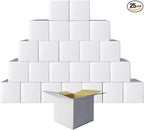 PETAFLOP Shipping Boxes 4x4x4 White Cardboard Box Kraft Corrugated Small Mailing Boxes, 25 Pack