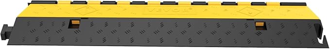 VEVOR 4 Pack Rubber Cable Protector Ramp 2 Channel Heavy Duty 66,000LB Load Capacity Cable Wire Cord Cover Ramp Speed Bump Driveway Hose Cable Ramp Protective Cover