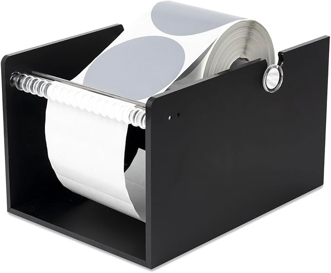 Manual Label Sticker Dispenser for Rolls of Stickers - Adjustable Tabletop Acrylic Holder for Multiple Rolls in Classroom, Business, Home