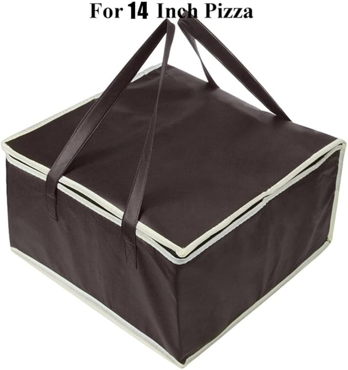 Insulated Food Delivery Bag 14 Inch Pizza Carrier Waterproof Thermal Tote for Hot or Cold Storage Camping Coffee