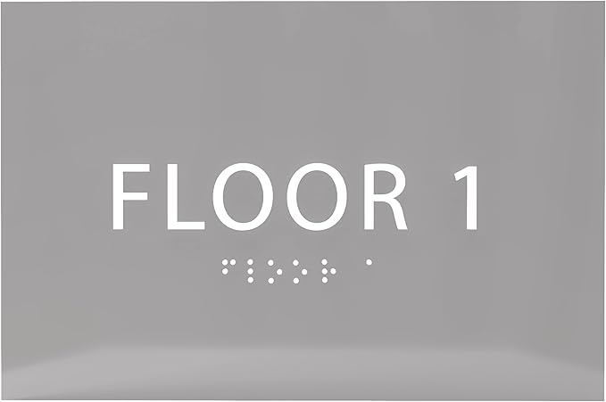 6" X4" Floor 1 Sign - ADA Compliant Tactile Graphics Grade 2 Braille Text | Wall Mount Plastic Directional Assistance, Floor Number Sign for Office, Schools, Hospitals, Apartments