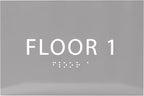 6" X4" Floor 1 Sign - ADA Compliant Tactile Graphics Grade 2 Braille Text | Wall Mount Plastic Directional Assistance, Floor Number Sign for Office, Schools, Hospitals, Apartments