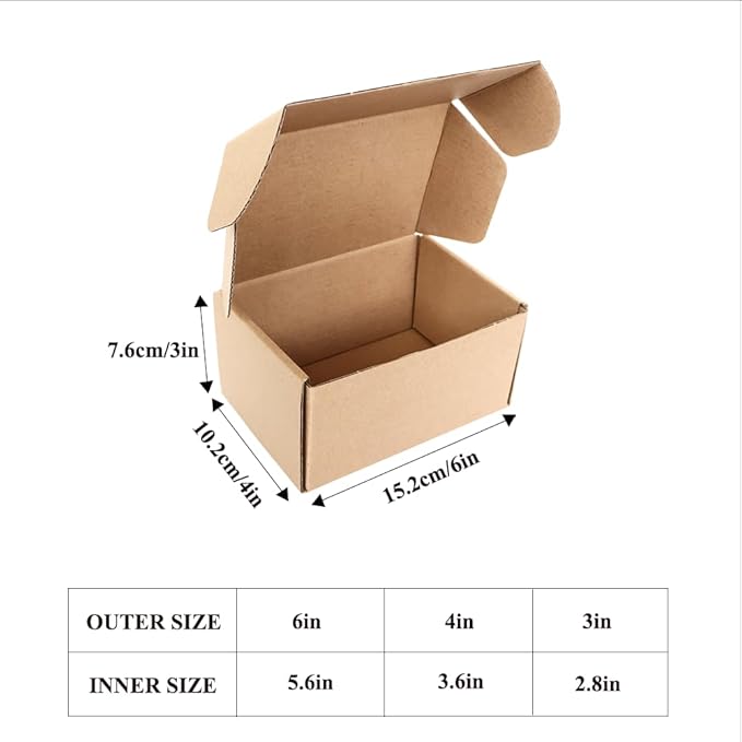 Shipping Boxes Corrugated Cardboard Mailer Boxes Literature Mailer for Packaging Small Business Craft Gifts Giving Products (Brown,6x4x3)