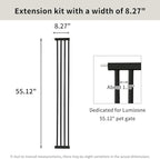 Lumizone Extra Tall Cat Gate Extension Kit 55.12" High Pressure Mounted 2025 New 8.27" Extra Wide 1.37" Gap No Drilling Tall Pet Gate for Dogs (Black, 55.12" H x 8.27" W, Extension)