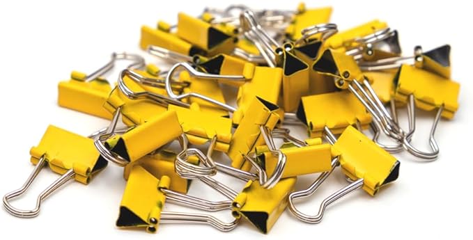 JAM PAPER Colorful Binder Clips - Extra Small - 3/5 Inch (15 mm) - Yellow Binderclips - 30/Pack