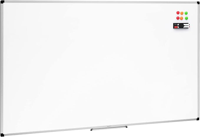 Amazon Basics Large Magnetic Dry Erase Whiteboard with Pen Tray for School, Classroom, Office & Home , 35.4" x 23.6", Aluminum frame