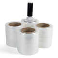 IDL Packaging 5" Stretch Wrap Mini Roll, 700 feet, 120 Gauge (Pack of 4) with a Plastic Handle Included – Industrial Grade Clear Plastic Wrap – Improved Protection for Packing, Moving, or Office