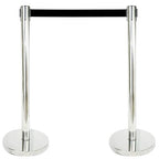 VIP Crowd Control Retractable Belt Stanchion Queue Safety Barrier Set, 36" Ht, 78" Belt + Wall Bracket (6 Mirror Posts Black Belt + SFrame + WBracket)