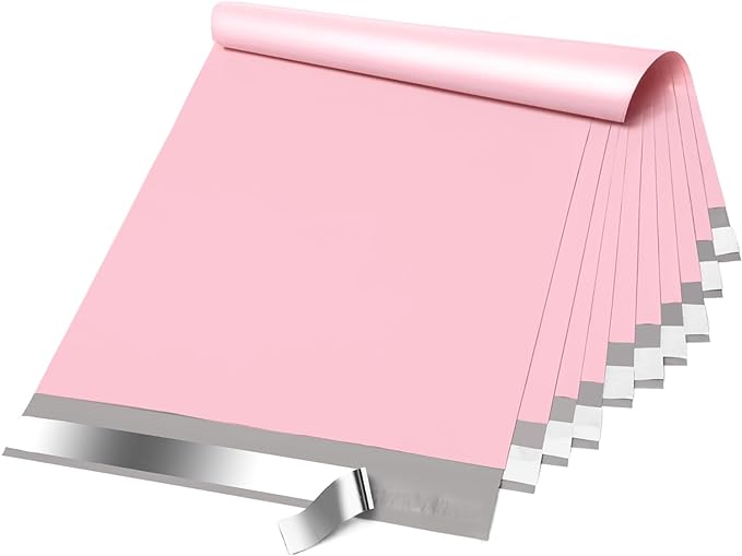 Fuxury Poly Mailers 14.5x19 Inch 200Pcs, Bulk Shipping Bags for Clothing, Strong Adhesive Shipping Envelopes for Small Business Suppliers,Waterproof Mailers Poly Bags Mailing Envelopes Pink