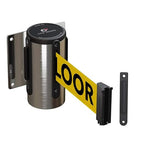 Crowd Control Warehouse - CCW Series WMB-120 Fixed Wall Mount Retractable Belt Barrier - 11 Foot, Yellow"Caution-Wet Floor" Belt with Stainless Steel Case