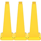 BESEA 3 Pack 28" Bright Yellow Traffic Safety Cones with Weighted Base, High-Visibility Parking Cones for Driveways, Business Parking Lots, Garages, Indoor/Outdoor Use