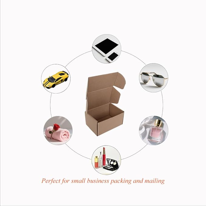 Shipping Boxes Corrugated Cardboard Mailer Boxes Literature Mailer for Packaging Small Business Craft Gifts Giving Products (Brown,6x4x3)