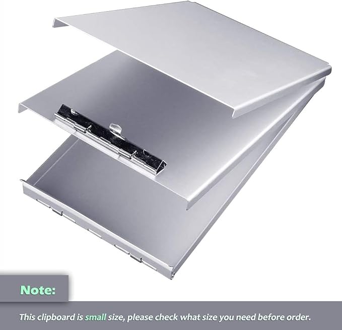 Sunnyclip Aluminum Clipboard with Storage(Memo Size), Recycled Metal Form Holder Binder Fits Paper Size up to 5.66 x 9.5 inches, A5 Size