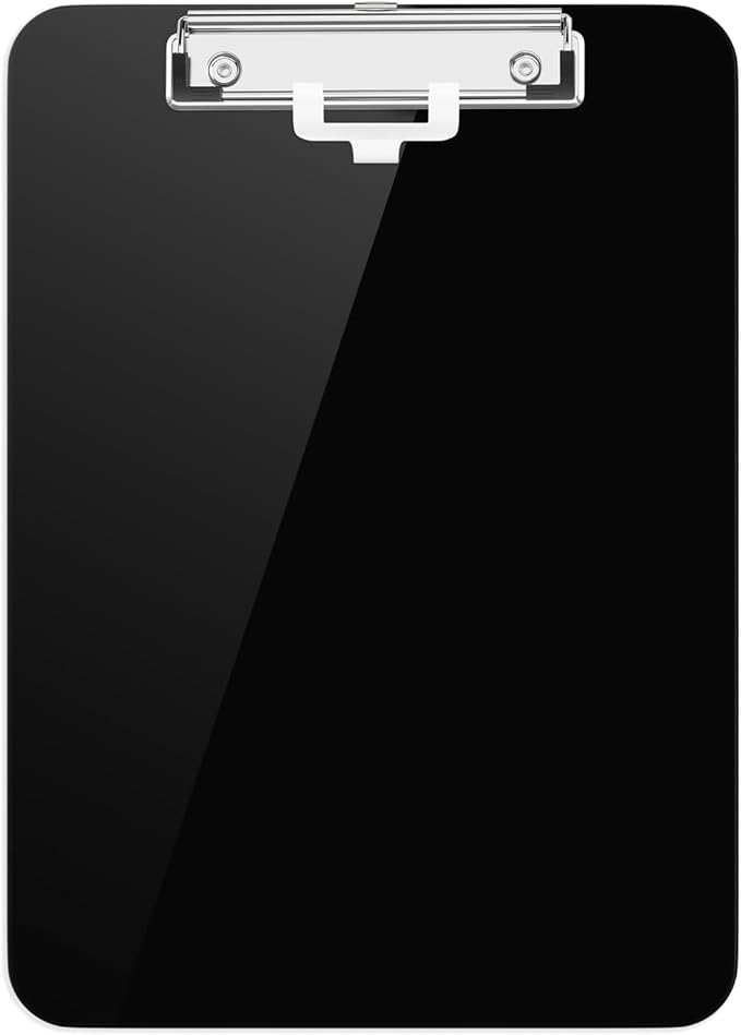 Hongri Plastic Clipboard with Pen Holder, Black 8.5x11 Letter Size Clip Board for Classroom, Office, Students, Nurses and Women, Low Profile Clip, Size 12.5 x 9 in