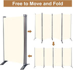 JVVMNJLK Indoor Room Divider, Portable Office Divider, Convenient Movable (4-Panel), Folding Partition Privacy Screen for Bedroom,Dining Room, Study,136" W x 19.7" D x 71.3" H, Beige