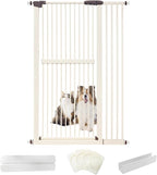 Lumizone Extra Tall Cat Gate 61.02" High Pressure Mounted Extra Wide 38.39"-42.51" (17Sizes) 1.37" Gap No Drilling Auto-Close Tall Pet Gate for Dogs (Cream, 38.39"-42.51" W)
