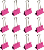 JAM PAPER Colorful Binder Clips - Large - 1 1/2 Inch (41 mm) - Pink Binderclips - 12/Pack