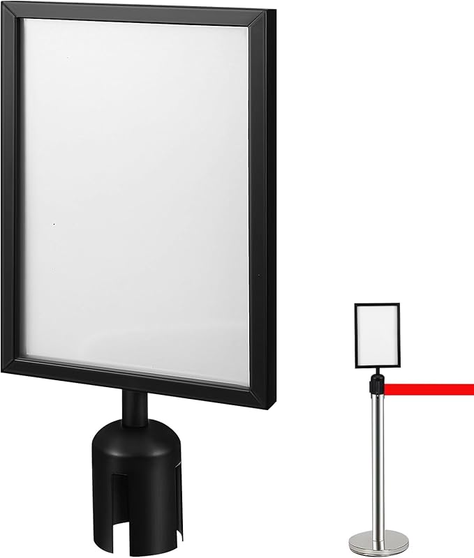 VICASKY Stanchion Sign Holder Queue Barrier Crowd Control Barriers Retractable Rope Supermarket Entrance Security Tape Belt Steel Ropes Heavy Duty Stanchions Holder Stainless Frame Stand