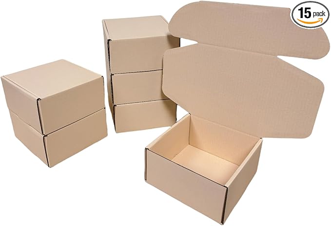 15 Pcs 6 x 6 x 3 inches Corrugated Cardboard Gift Boxes Recyclable Shipping Boxes for Mailing & Holidays, Wedding, Birthday, Gifts Packaging (Powder Pink, 6 x 6 x 3")
