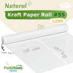 PerkHomy 17.8" x 1,440" (120') White Kraft Paper Roll for Craft Bulletin Board Paper Art Table Covering Crafting Gift Wrapping Bouquet Packing Parcel 80GSM 55LB (White, 17.8" x 120')