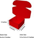 15 Pcs 6 x 6 x 3 inches Corrugated Cardboard Gift Boxes Recyclable Shipping Boxes for Mailing & Holidays, Wedding, Birthday, Gifts Packaging (Red, 6 x 6 x 3")